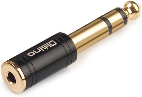1/4" Mono to 1/8" Stereo Adapter, New Upgrade Gold-Plated 6.35mm TS Male Jack to 3.5mm TRS Female Stereo Adapter for Headphone, Amp Adapte, Black - 1 Pack in Kuwait
