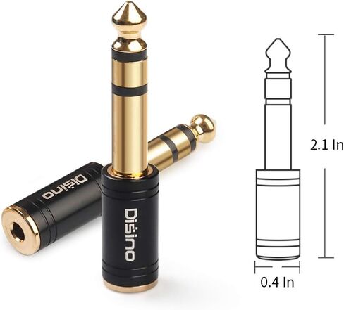 1/4" Mono to 1/8" Stereo Adapter, New Upgrade Gold-Plated 6.35mm TS Male Jack to 3.5mm TRS Female Stereo Adapter for Headphone, Amp Adapte, Black - 1 Pack in Kuwait