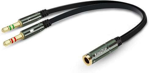 KINGTOP Headset Splitter Cable 3.5mm Female to 2 Male for PC Computer and Old Version Laptop (Blue) in Kuwait