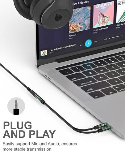 KINGTOP Headset Splitter Cable 3.5mm Female to 2 Male for PC Computer and Old Version Laptop (Blue) in Kuwait