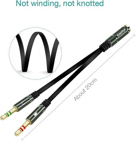 KINGTOP Headset Splitter Cable 3.5mm Female to 2 Male for PC Computer and Old Version Laptop (Blue) in Kuwait