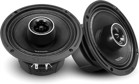 RECOIL MX65 Pair 6.5-Inch 2-Way Pro Audio Midrange Coaxial Speakers with Built-in Bullet Tweeters 560 Watts Max 280 Watts RMS 4-Ohm Water Resistant, Grills Included in Saudi Arabia