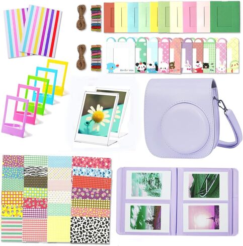 Leebotree Instant Mini 12 Camera Accessories Compatible with Fujifilm Instax Mini 12 Camera Include Case/Album/Wall Hang Frames/Film Frames/Border Stickers/Corner Stickers (Lilac Purple) in Saudi Arabia
