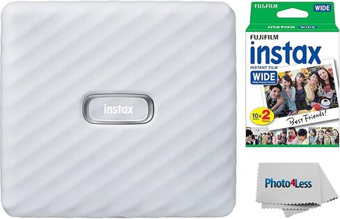 Fujifilm Instax Link Wide Printer Ash White + Twin Pack Film + Cloth in Saudi Arabia