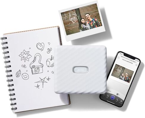 Fujifilm Instax Link Wide Printer Ash White + Twin Pack Film + Cloth in Saudi Arabia