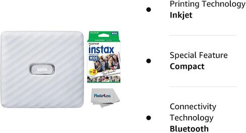 Fujifilm Instax Link Wide Printer Ash White + Twin Pack Film + Cloth in Saudi Arabia