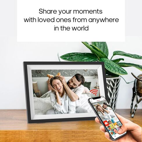 إطار صورة رقمي 64 جيجابايت، إطار صور رقمي 10.1 بوصة 1280x800 IPS HD يعمل باللمس واي فاي، سلس للغاية، إعداد سهل لمشاركة الصور أو الفيديو عن بعد، هدية للأم والأب والصديق والعائلة in Kuwait