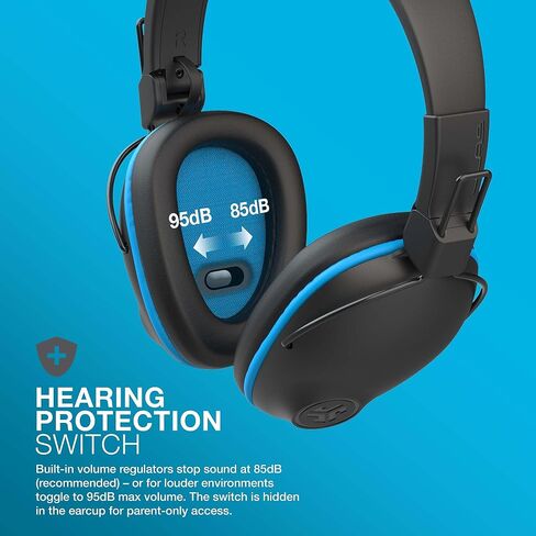 JLab JBuddies Pro Wireless Over-Ear Kids Headphones, 35+ Hour Battery Life, Built-in Volume Regulators for Safety, Share Mode, Folding, Adjustable, Noise Isolation, with Mic, Blue in Saudi Arabia