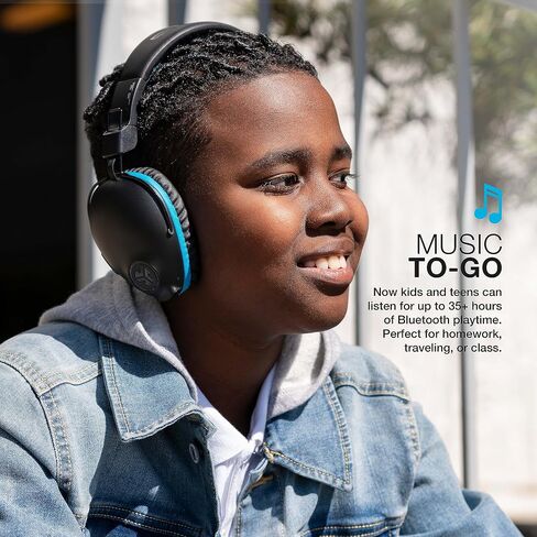 JLab JBuddies Pro Wireless Over-Ear Kids Headphones, 35+ Hour Battery Life, Built-in Volume Regulators for Safety, Share Mode, Folding, Adjustable, Noise Isolation, with Mic, Blue in Saudi Arabia