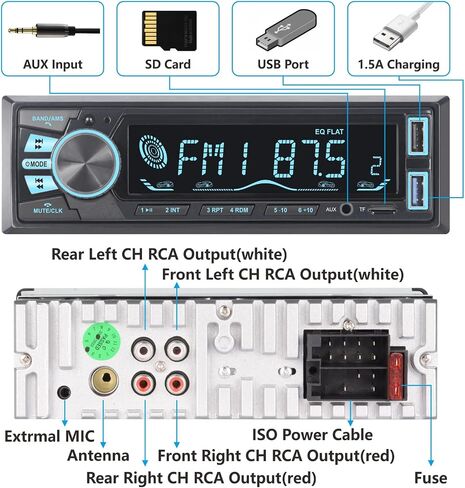 LXKLSZ Car Stereo Bluetooth Single Din LCD Audio Radio with Brightness Adjustment APP Control MP3 Player Supports Hands Free Calling AM/FM Radio AUX Input TF/EQ/USB Fast Charging Radio Receiver in Saudi Arabia