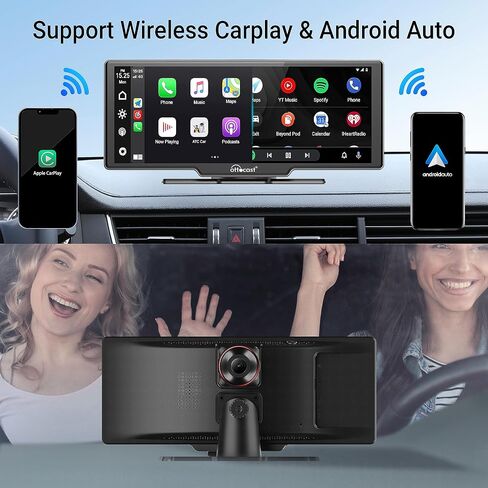 ستيريو سيارة Apple Carplay مقاس 10 بوصات من OTTOCAST، شاشة لمس عالية الدقة مع كاميرا داش 2.5K، CarPlay وراديو عرض تلقائي للسيارة يعمل بنظام Android، تحذير مغادرة المسار، ملاحة GPS، بطاقة TF 128 جيجا، لجميع المركبات in Saudi Arabia