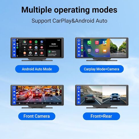 ستيريو سيارة Apple Carplay مقاس 10 بوصات من OTTOCAST، شاشة لمس عالية الدقة مع كاميرا داش 2.5K، CarPlay وراديو عرض تلقائي للسيارة يعمل بنظام Android، تحذير مغادرة المسار، ملاحة GPS، بطاقة TF 128 جيجا، لجميع المركبات in Saudi Arabia