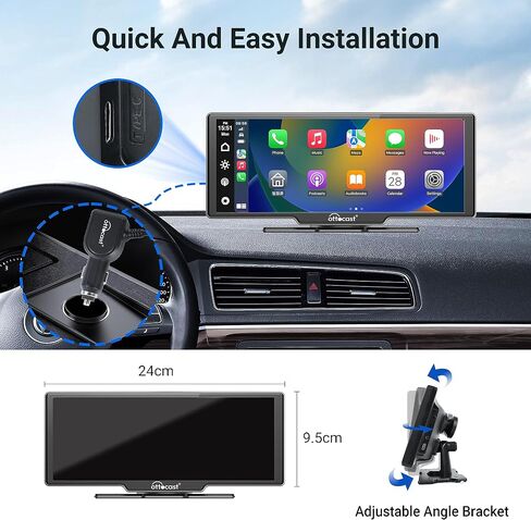 ستيريو سيارة Apple Carplay مقاس 10 بوصات من OTTOCAST، شاشة لمس عالية الدقة مع كاميرا داش 2.5K، CarPlay وراديو عرض تلقائي للسيارة يعمل بنظام Android، تحذير مغادرة المسار، ملاحة GPS، بطاقة TF 128 جيجا، لجميع المركبات in Saudi Arabia