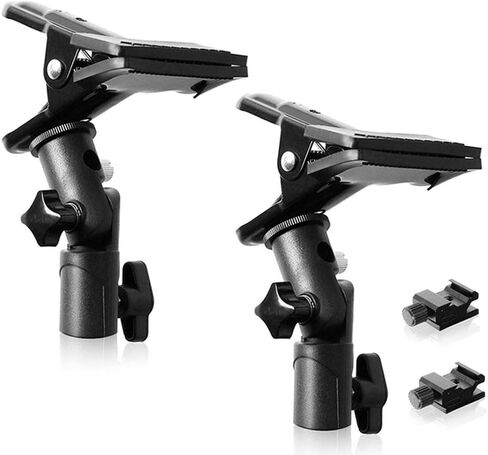 Selens 2 Pack Photography Reflector Clamp Holder Speedlite Hot Shoe Bracket | with 1/4"" & 3/8"" Screw Mount with Photo Studio Light Stand, Lighting Umbrella Reflector in Kuwait