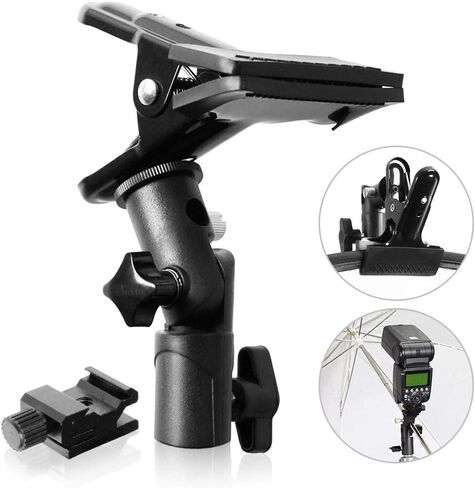 Selens 2 Pack Photography Reflector Clamp Holder Speedlite Hot Shoe Bracket | with 1/4"" & 3/8"" Screw Mount with Photo Studio Light Stand, Lighting Umbrella Reflector in Kuwait