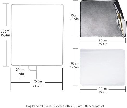 Selens 18 x 24 in Light Reflector Flag with Frame, 5-in-1 Cover Cloth | and Diffuser Gold & Silver, Black & White for Studio Photography Lighting in Saudi Arabia