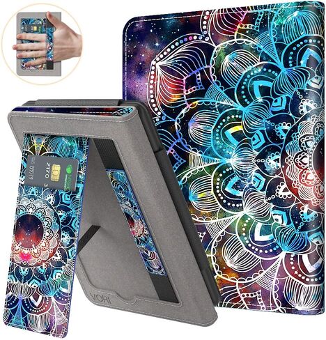حافظة VORI مزودة بمسند لجهاز Kindle Paperwhite مقاس 6 بوصات (تناسب الجيل العاشر من عام 2018 / جميع أجيال Paperwhite قبل عام 2018) حافظة من جلد البولي يوريثان غطاء ذكي مزود بخاصية التنبيه/النوم التلقائي وحزام اليد، Mandalas Galaxy in Kuwait