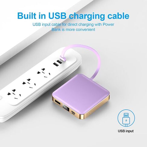 ummz Mini Portable Charger with Built-in 4 Cables，12000mAh Small Power Bank in Saudi Arabia