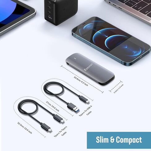 محول حاوية M.2 NVMe SSD بدون أدوات، حافظة NVMe SSD من الألومنيوم لمفتاح M-Key B&M-Key، 10 جيجابت في الثانية USB 3.2 Gen2 M.2 NVMe صندوق قارئ محرك الحالة الصلبة (يناسب فقط NVMe 2230/2242 / 2260/2280) in Kuwait