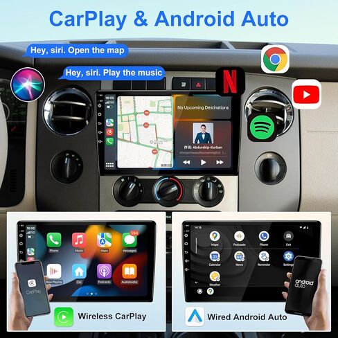راديو سيارة Android لوحدة الرأس العالمية مع Carplay/Android Auto مع BT GPS Navigation Video Audio Multimedia Player Double Din 10 بوصة تعمل باللمس دعم WiFi SWC 4+64GB in Kuwait