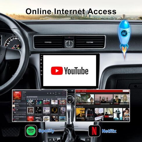 راديو سيارة Android لوحدة الرأس العالمية مع Carplay/Android Auto مع BT GPS Navigation Video Audio Multimedia Player Double Din 10 بوصة تعمل باللمس دعم WiFi SWC 4+64GB in Kuwait