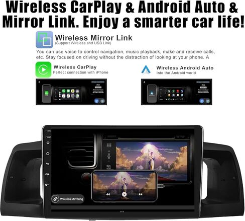 ستيريو سيارة لسيارة Toyota Corolla ex 2007-2012 8 Core Android 12 مع CarPlay Android Auto، 9 بوصة IPS شاشة لمس بلوتوث مشغل راديو السيارة مع كاميرا احتياطية، AM/FM/RDS، AUX، Hi-Fi، SWC in Kuwait