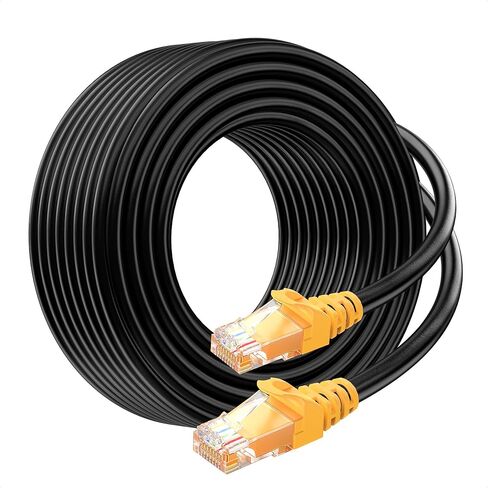 Cable Matters 10Gbps 24 AWG 100ft Cat 6A / Cat 6 Outdoor Ethernet Cable with Bare Copper & 550 MHz Bandwidth (Waterproof Ethernet Cable, Direct Burial Ethernet Cable, PoE Cable) in Black - 100 ft in Kuwait