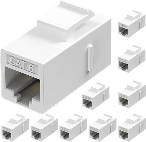 Tedgetal Cat6 Keystone Coupler RJ45 Ethernet Jack Insert 10 Pack Coupler Female to Female Inline Extender, Black in Kuwait