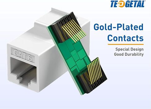 Tedgetal Cat6 Keystone Coupler RJ45 Ethernet Jack Insert 10 Pack Coupler Female to Female Inline Extender, Black in Kuwait