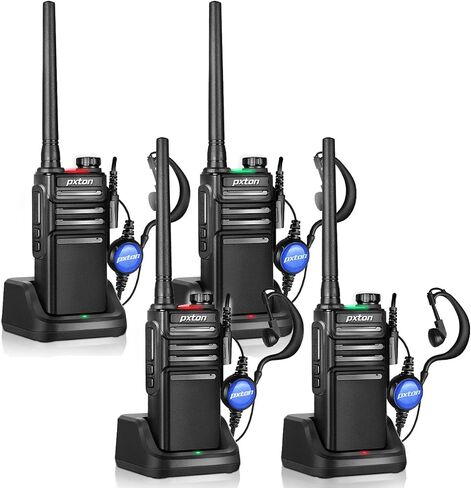 pxton 999S Rechargeable walkie talkies for Adults Long Range with Upgrade earpieces and Charger Dock,GMRS Handheld Two Way radios IP54 Waterproof 10 NOAA CH walkie Talkie (2 Pack) | Portable two Way Radios/Waterproof/GMRS/NOAA/Rugged/Clear sound/Rechargea in Kuwait
