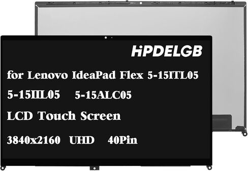 استبدال HPDELGB لجهاز Lenovo IdeaPad Flex 5-15ITL05 5-15IIL05 5-15ALC05 82HV 82HT 81X3 شاشة LCD تعمل باللمس إطار تجميع رقمي مع لوحة تحكم UHD 4K IPS 3840x2160 40Pin in Saudi Arabia