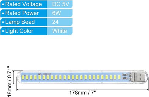 PATIKIL USB Night Light, 6W 24 Lamp Beads LED Light Stick with 35cm Male to Female Flexible Gooseneck Cable for Indoor Outdoor, White in Saudi Arabia
