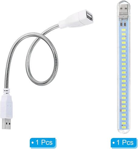 PATIKIL USB Night Light, 6W 24 Lamp Beads LED Light Stick with 35cm Male to Female Flexible Gooseneck Cable for Indoor Outdoor, White in Saudi Arabia