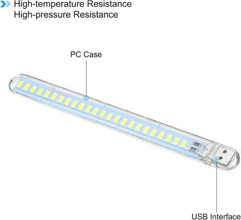 PATIKIL USB Night Light, 6W 24 Lamp Beads LED Light Stick with 35cm Male to Female Flexible Gooseneck Cable for Indoor Outdoor, White in Saudi Arabia