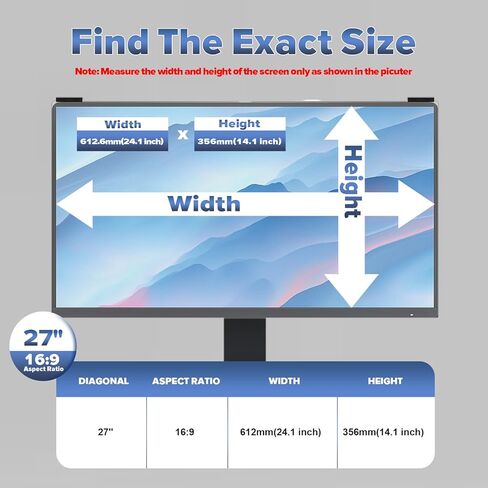 Verponity Computer Privacy Screen Filter 21.5 Inch, 9H Hardness Hanging Computer Screen Privacy Shield Compatible with 16:9 Widescreen Monitor, Eye Protection and Blue Light Blocks……… in Kuwait
