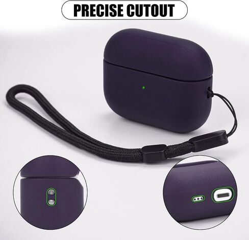 Nunwiza لـ AirPods Pro 2 غطاء حماية من جلد TPU غطاء حماية لكامل الجسم مع حبل لـ 2023 AirPods Pro الجيل الثاني (USB-C) أخضر صنوبر in Saudi Arabia