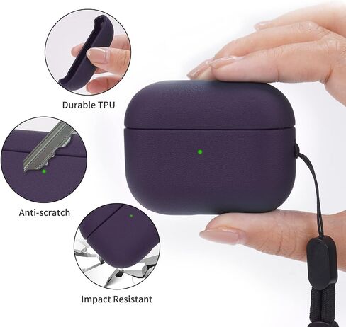 Nunwiza لـ AirPods Pro 2 غطاء حماية من جلد TPU غطاء حماية لكامل الجسم مع حبل لـ 2023 AirPods Pro الجيل الثاني (USB-C) أخضر صنوبر in Saudi Arabia