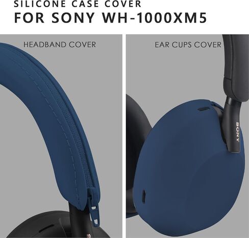 غطاء حماية من السيليكون لهاتف سوني WH-1000XM5، غطاء حماية لسماعات الرأس اللاسلكية Sony xm5، أزرق داكن in Saudi Arabia