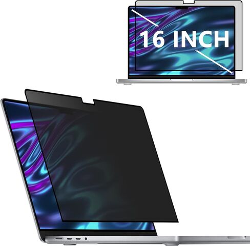 Halloive Privacy Screen MacBook pro 16 inch 2021,Removable Privacy Screen Filter for New MacBook Pro 16.2 inchs M1 Pro/Max (A2485),-Anti-Spy/Anti Fingerprint/Anti Blue Light/Anti-Glare/Bubble Free in Kuwait