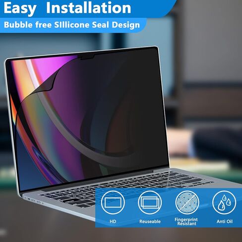 Halloive Privacy Screen MacBook pro 16 inch 2021,Removable Privacy Screen Filter for New MacBook Pro 16.2 inchs M1 Pro/Max (A2485),-Anti-Spy/Anti Fingerprint/Anti Blue Light/Anti-Glare/Bubble Free in Kuwait