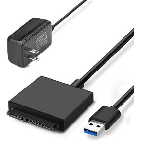 محول ساتا الى يو اس بي 3.0، كيبل محول القرص الصلب لهارد ديسك 3.5/2.5 انش مع محول طاقة 12 فولت/2 امبير (اسود) in Kuwait