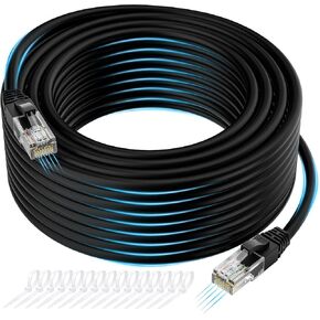 Cat 6 Ethernet Cable 125 FT, Long High Speed Cat6 Internet Cable, White Snagless Patch Cord, Flexible, Network, LAN, PoE, Standard RJ45 Connector for PC, Server, Router, Modem, TV, PS5 - with 15 Ties