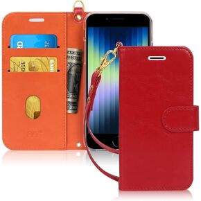 حافظة FYY مصممة لهاتف iPhone SE 2022 (الجيل الثالث) / 2020 (الجيل الثاني) / 7 / 8، حافظة هاتف فاخرة من جلد البولي يوريثان مع حامل بطاقة وغطاء بمسند قلاب ذهبي وردي in Kuwait