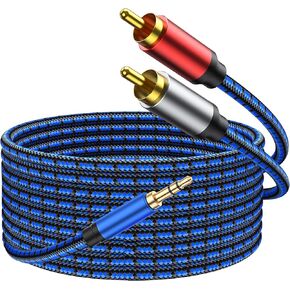 NC XQIN RCA to 3.5mm, 3.5mm to RCA Cable 50 ft RCA to Aux HiFi Sound 3.5mm to RCA Audio Cable Nylon Braided Aux to RCA Cord for Smartphones, MP3, Tablets, Speakers, HDTV in Kuwait