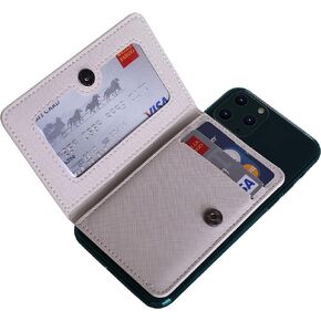 ID Card Holder for Back of Phone Leather Phone Wallet Stick On with Stand Flip Waterproof Leather Adhesive Wallet for Most Cellphones (Black) in Saudi Arabia