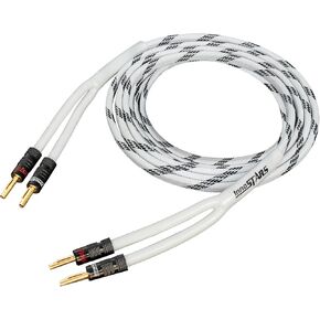 كابل سلك مكبر صوت مجدول عالي التحمل 14AWG من InnoStars (15 قدم) أطراف قابس موزة مزدوجة مطلية بالذهب - 99.99% من النحاس الخالي من الأكسجين (OFC) - داخل الجدار CL2 - أسود، 15 قدم