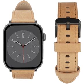 Megaage Crazy Horse Leather Watch Band for Apple Watch - Stylish, Durable & Comfortable - Adjustable, Multiple Colors - Perfect for Office, Social Events & Active Lifestyles - Fits 38mm, 40mm, 41mm, 42mm, 44mm, 45mm, 49mm.