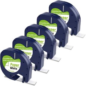 Camopro Compatible Paper Label Tape Replacement for Dymo LetraTag Refills 91330 10697 Self-Adhesive Black on White Paper Label Refill 1/2" x 13' 12mm x 4m for DYMO LetraTag LT-100H LT-100T QX50, 3Pack