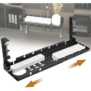 yamagahome Under Desk Cable Management Tray, 14"-21" Retractable Cord Organizer for Desk, No Drill Cable Tray Basket for Wire Management, Sturdy Metal Cable Management with Clamp for Home Office in Kuwait