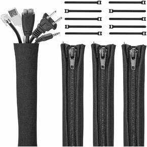 حافظة إدارة الكابلات من جوتو، نظام مُنظِم ٍلسك مصنوع من النيوبرين القابل للقطع، غطاء سلك ملفوف مرن لمكتب الكمبيوتر أو المكتب أو المسرح المنزلي. in Kuwait